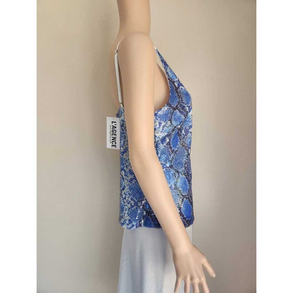 NWOT L'AGENCE Jane Sequin Cami Size XS Blue/White - image 3