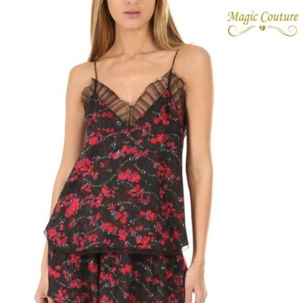 IRO Dasher Floral and Lace Cami Top in Black - image 1