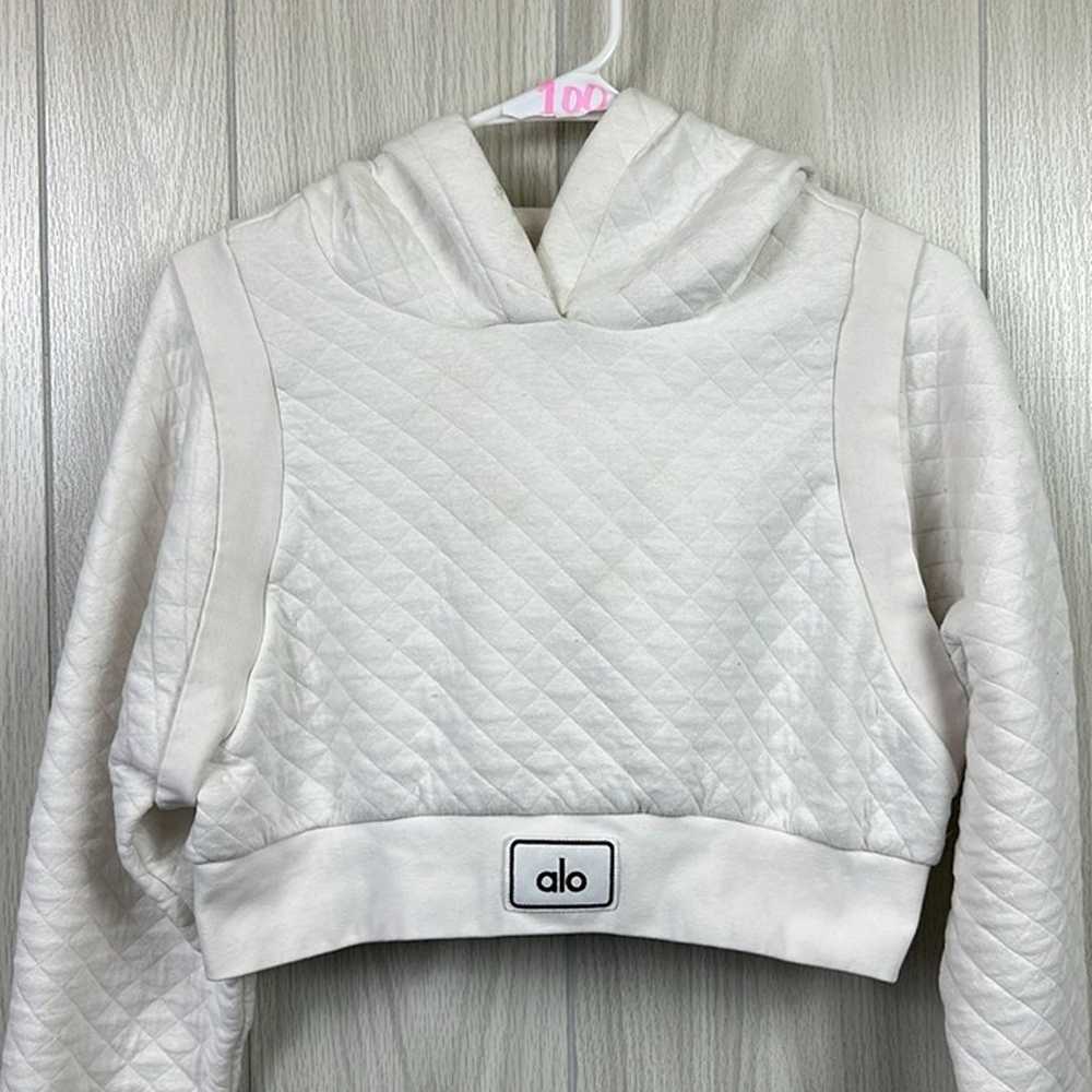 Alo Womens Quilted Arena Hoodie XS White Cropped … - image 4