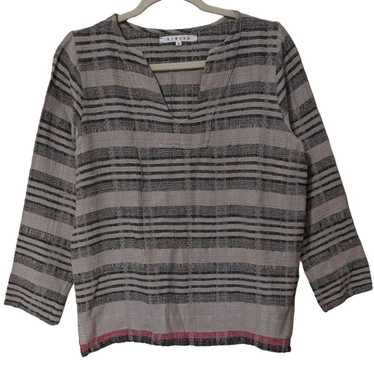 XIRENA striped gauzy flowy cotton top blouse tan b