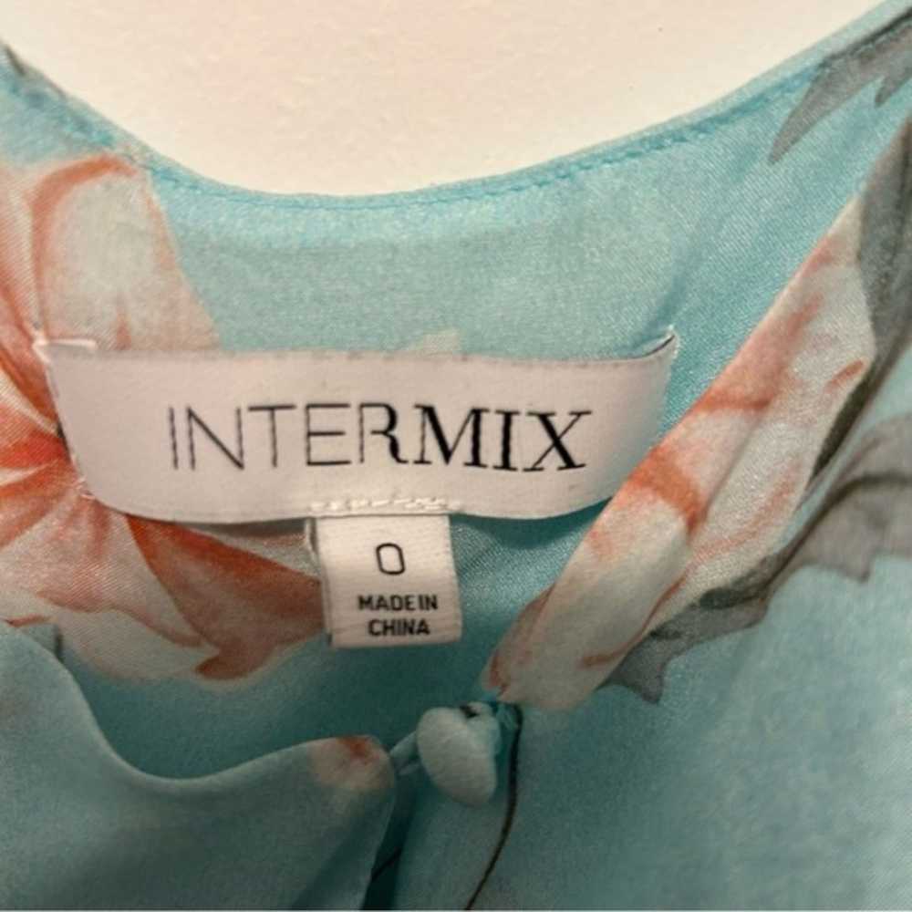 INTERMIX Raquel Floral Blue long Sleeve Button Do… - image 6
