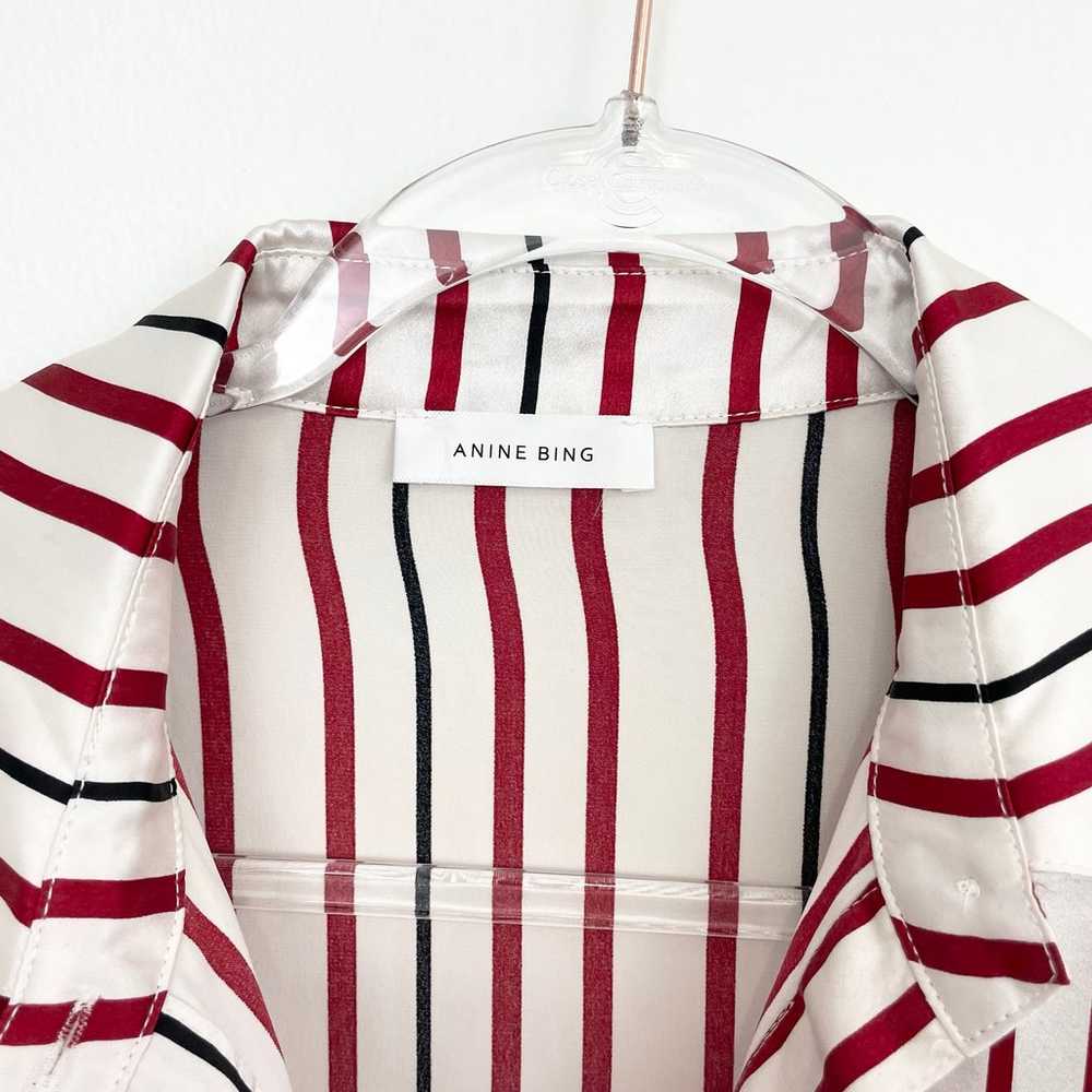 Anine Bing Mia Red Striped Silk Button Down Shirt - image 3