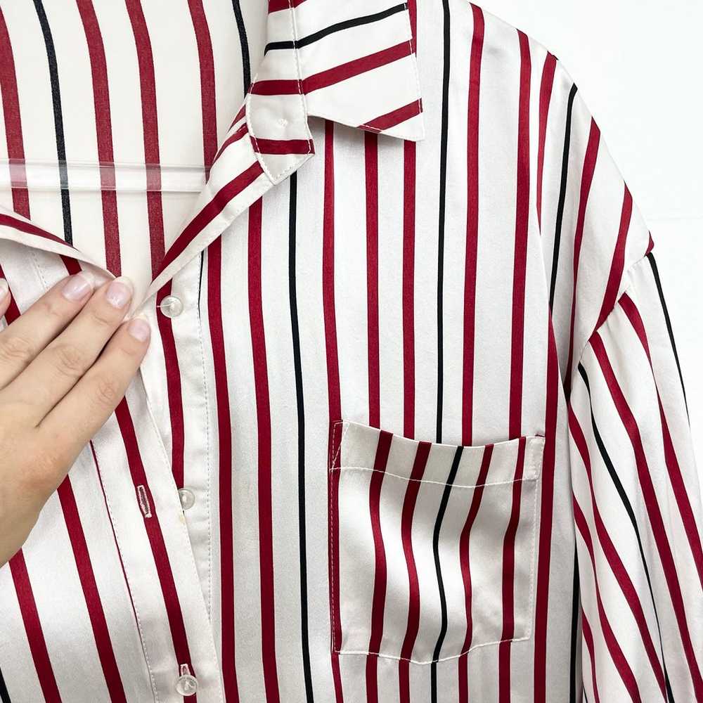 Anine Bing Mia Red Striped Silk Button Down Shirt - image 4