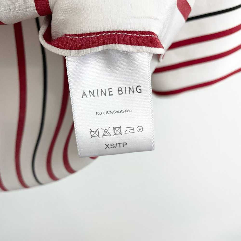 Anine Bing Mia Red Striped Silk Button Down Shirt - image 5
