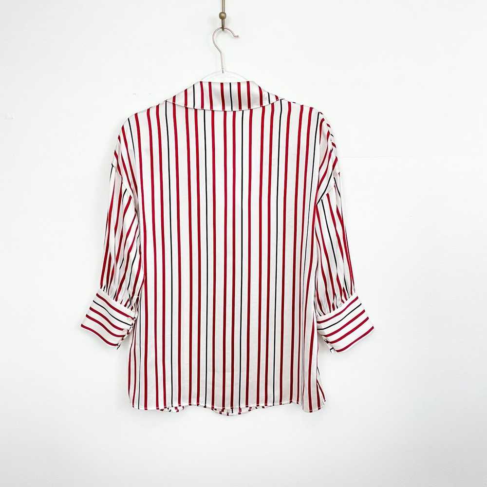 Anine Bing Mia Red Striped Silk Button Down Shirt - image 6