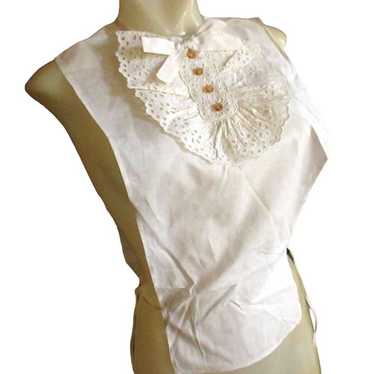 Antique 1910s 1920s Lace Dicky Dickie White Linen… - image 1