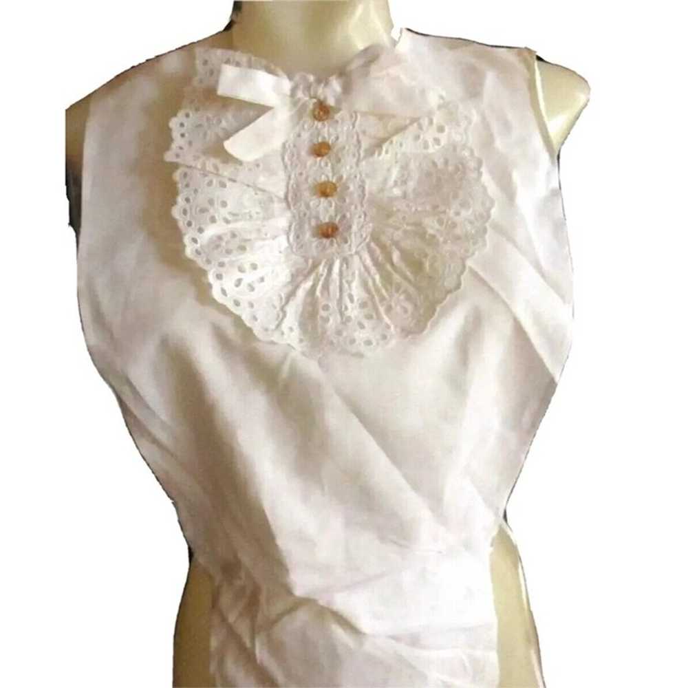 Antique 1910s 1920s Lace Dicky Dickie White Linen… - image 2