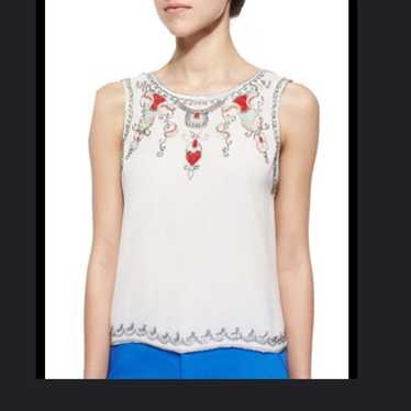 Alice + Olivia Cecille Beaded Sequined Silk Top s… - image 1