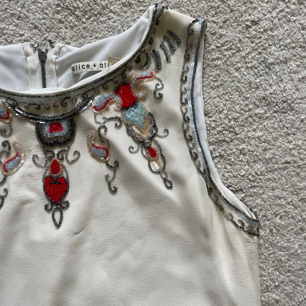 Alice + Olivia Cecille Beaded Sequined Silk Top s… - image 4