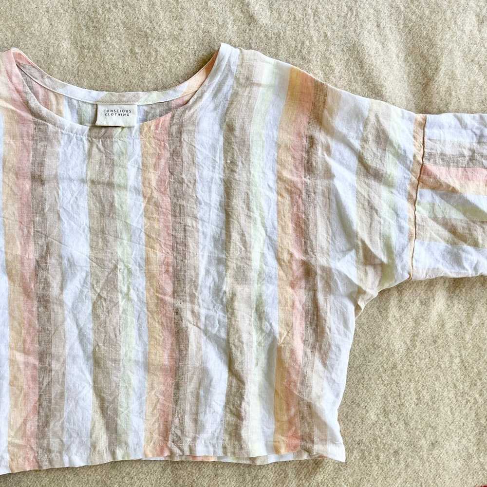 Conscious clothing linen top in desert stripe - image 3