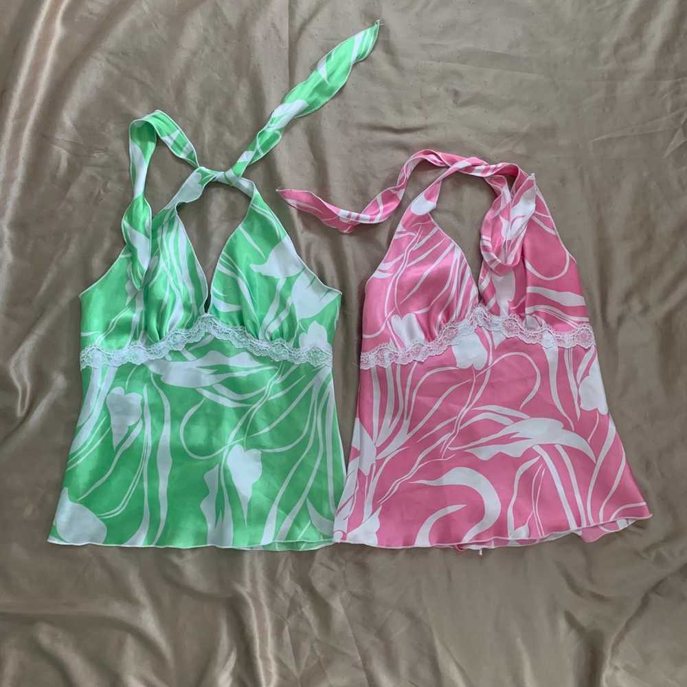 Y2K Pastel Swirl Halter Tanks - image 1