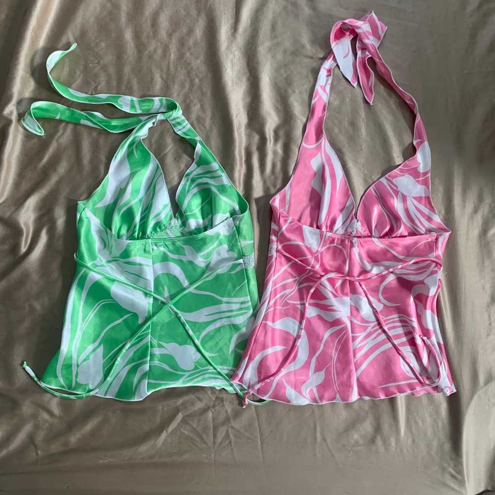 Y2K Pastel Swirl Halter Tanks - image 2