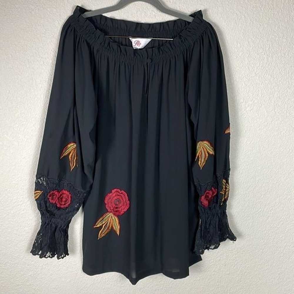 Roja Embroidered Long Sleeve Tunic Black Floral R… - image 4