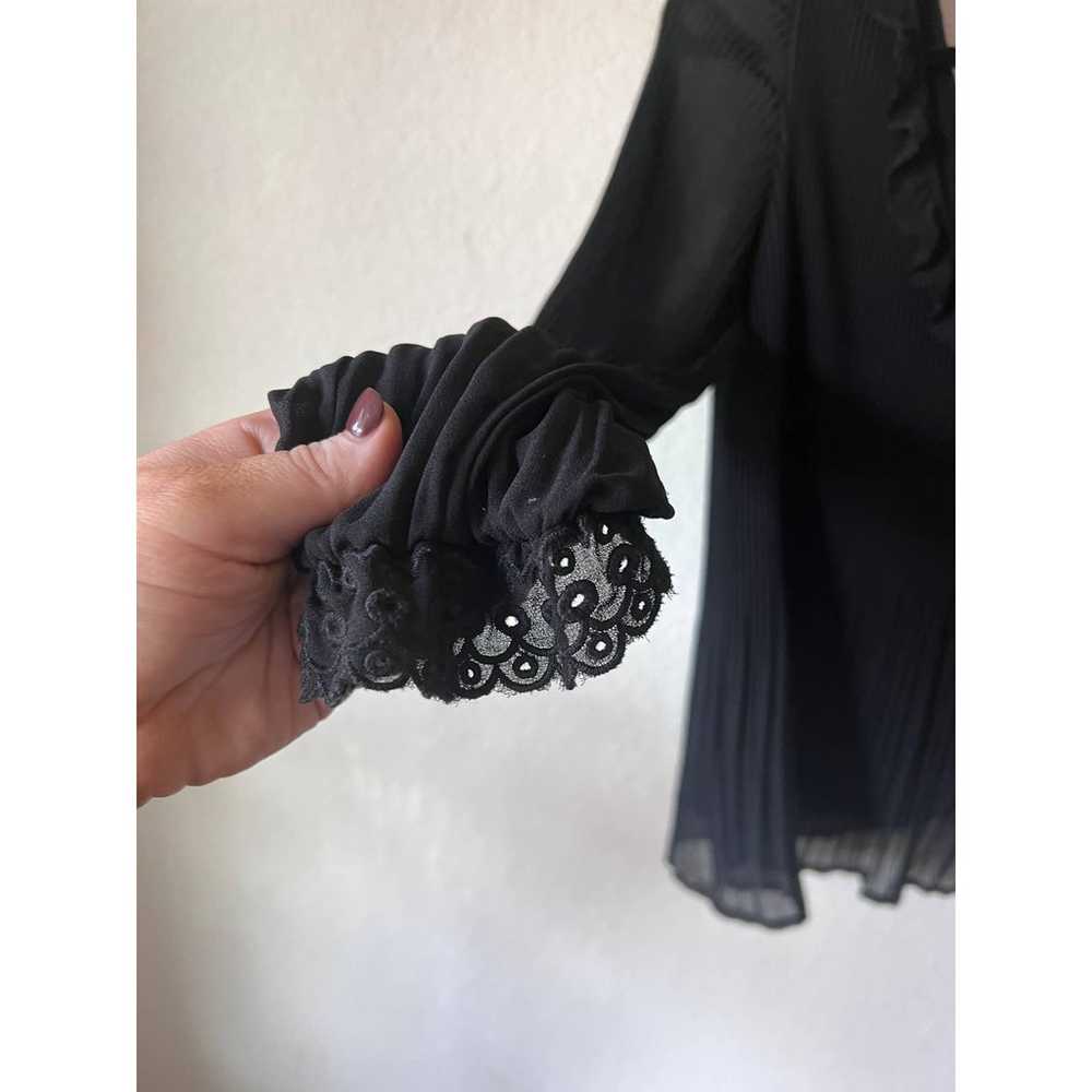 Sezane Sybille Pleated Ruffle Black Blouse - image 6