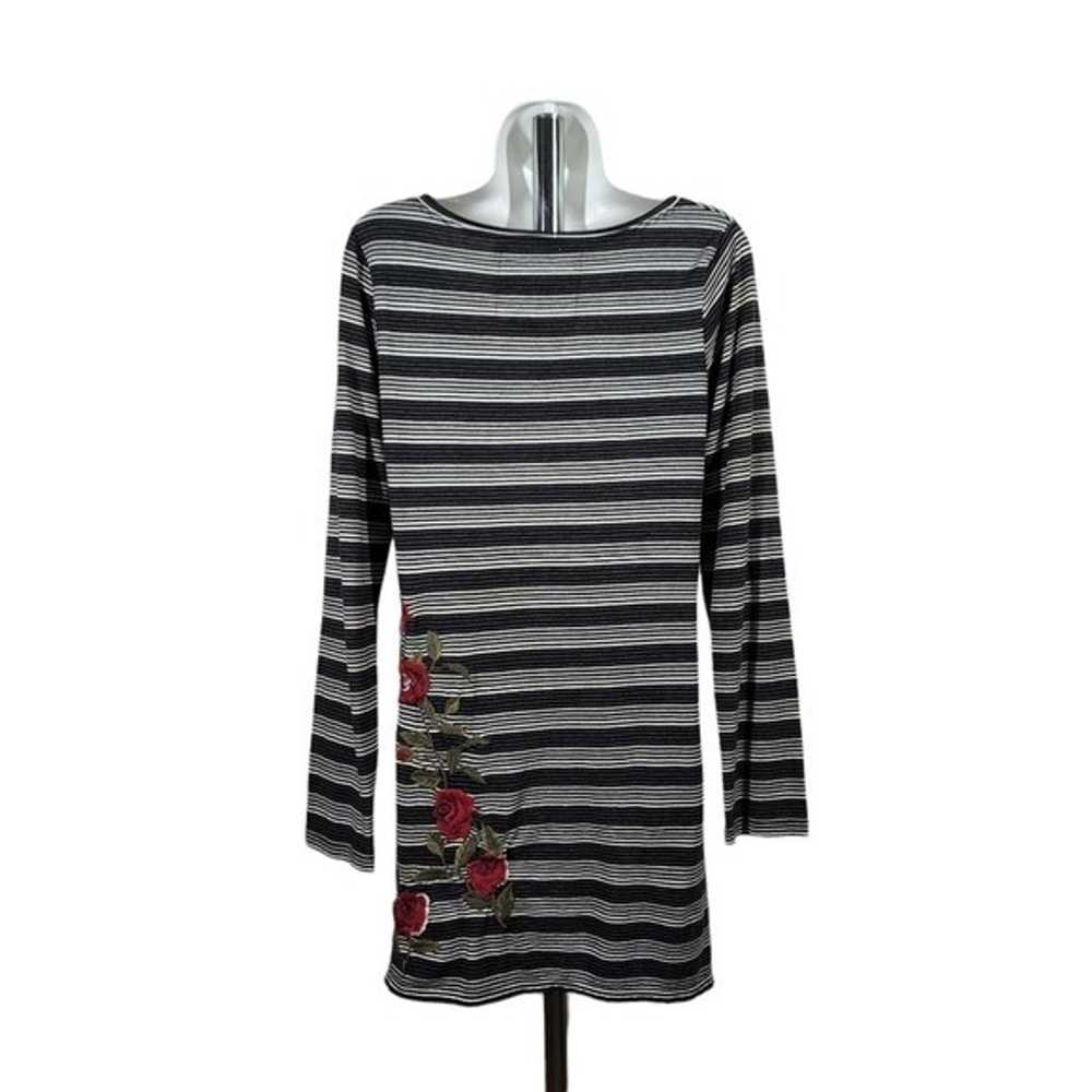 JOHNNY WAS STRIPED ROSE EMBROIDERED LONG SLEEVE D… - image 2