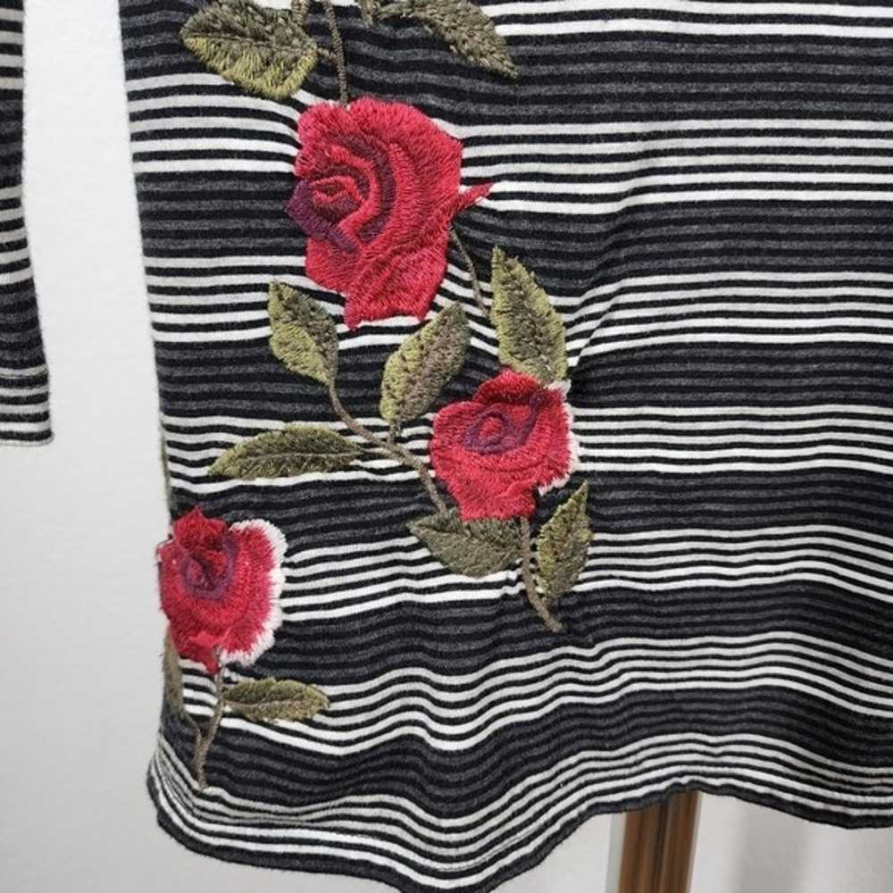 JOHNNY WAS STRIPED ROSE EMBROIDERED LONG SLEEVE D… - image 7
