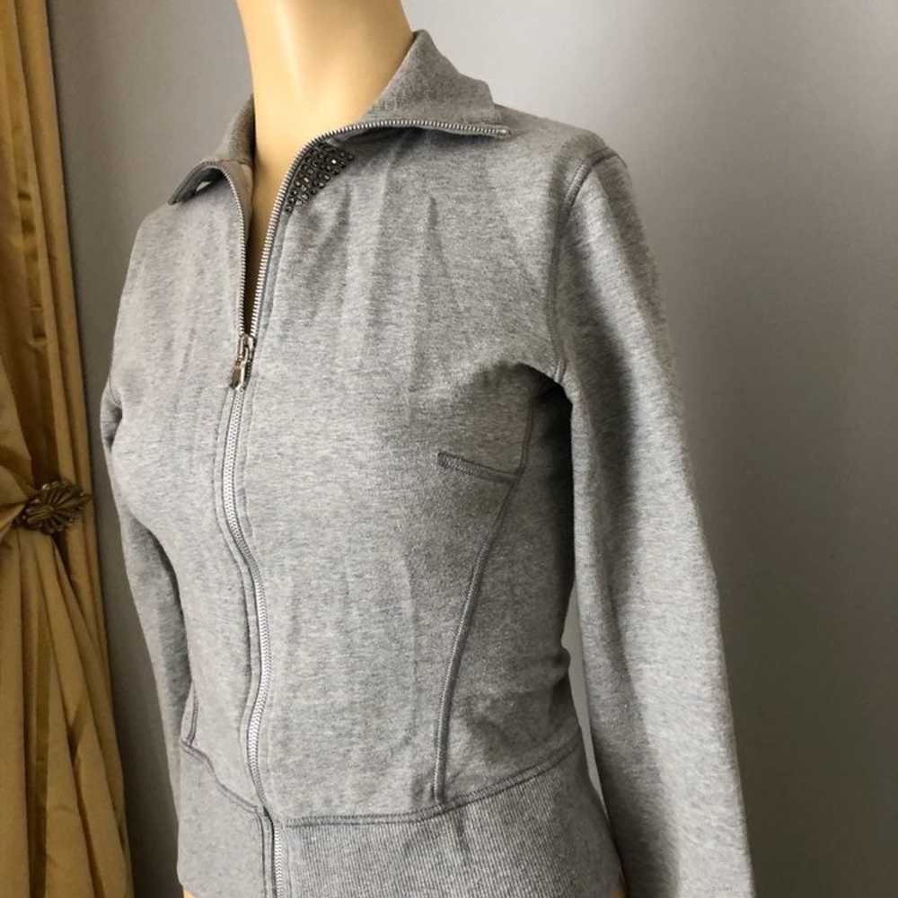 Blumarine grey cotton zipped sweatshirt - image 1