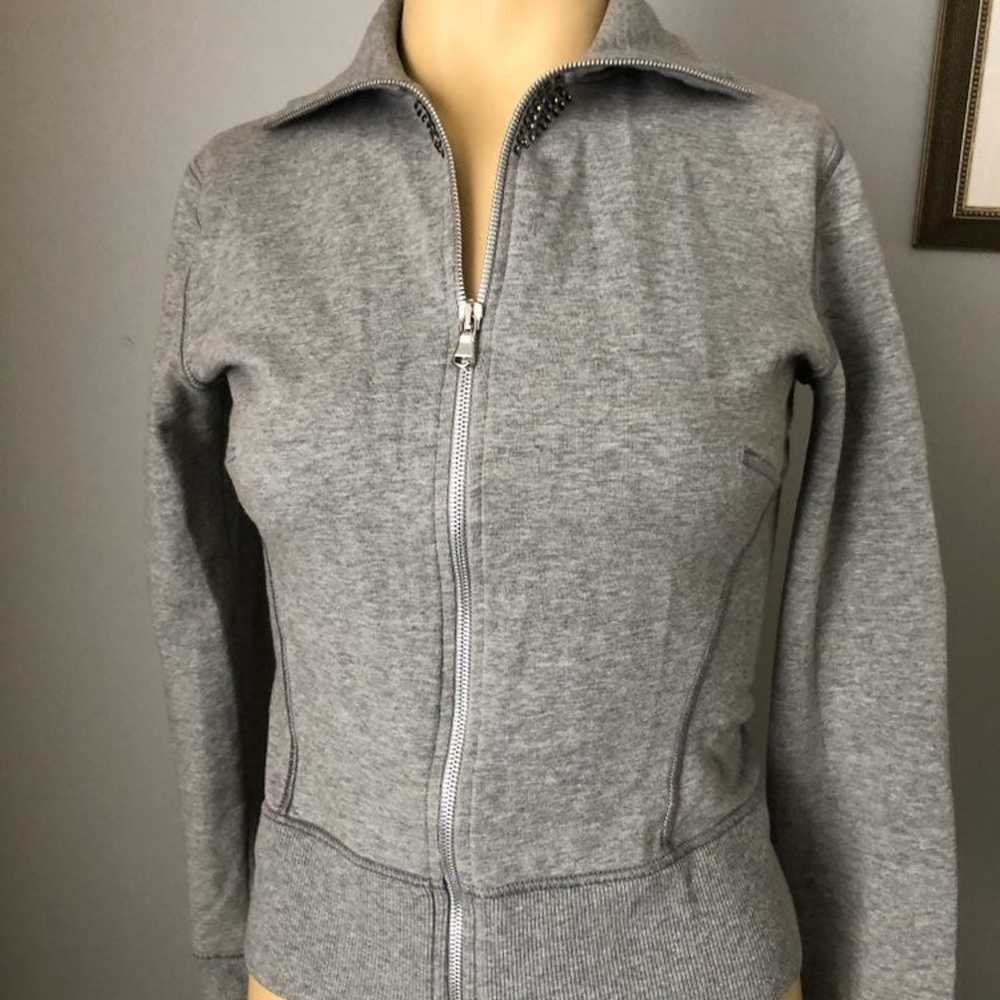 Blumarine grey cotton zipped sweatshirt - image 2