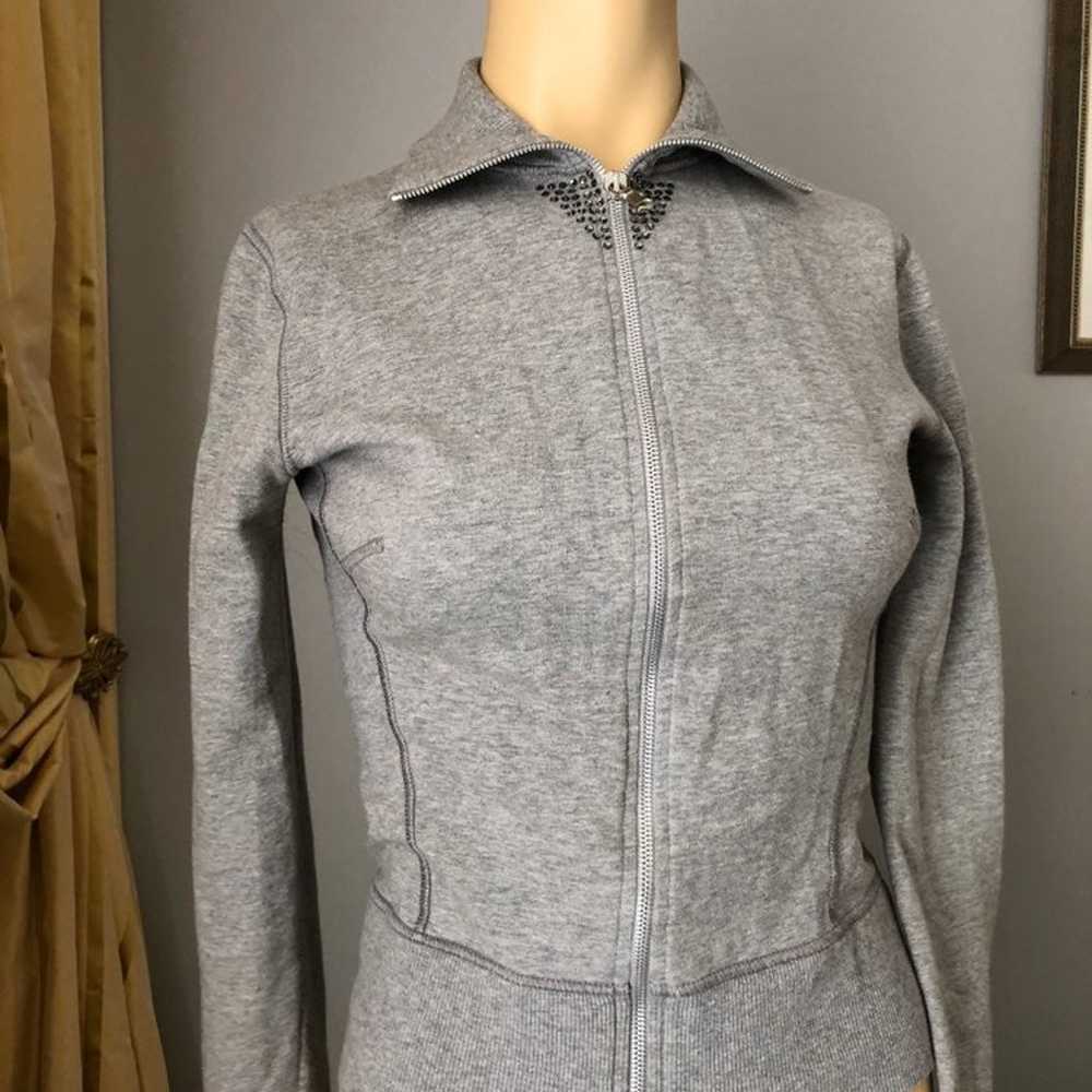 Blumarine grey cotton zipped sweatshirt - image 6