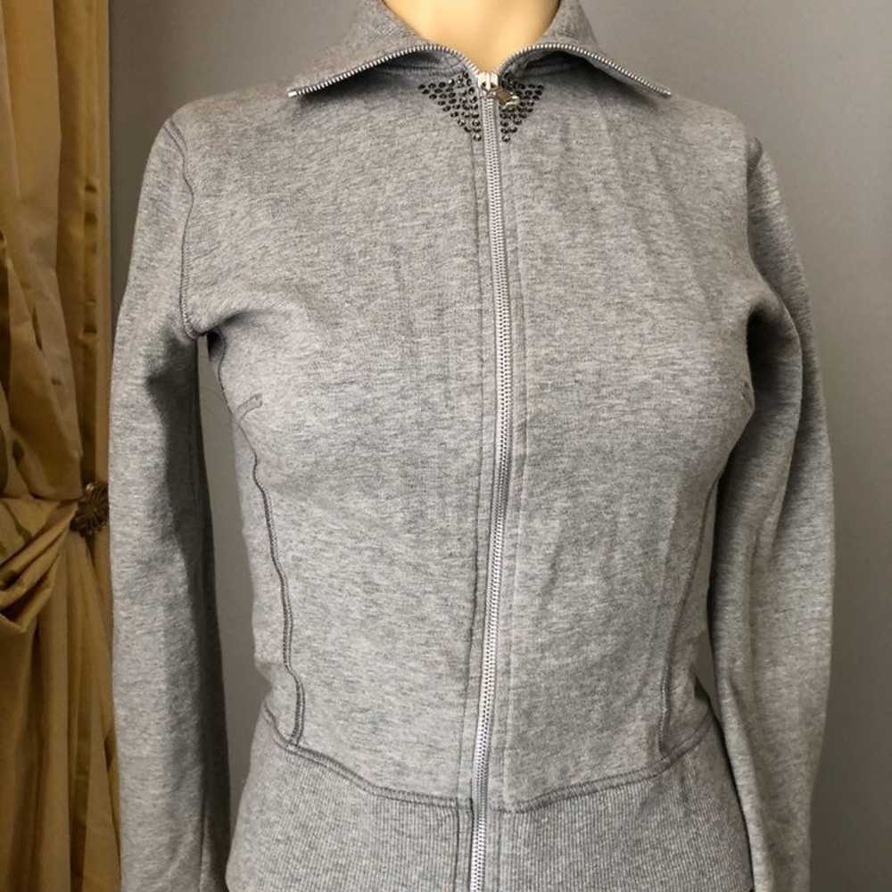 Blumarine grey cotton zipped sweatshirt - image 7