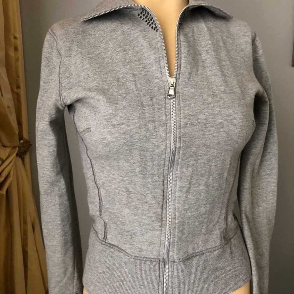 Blumarine grey cotton zipped sweatshirt - image 8