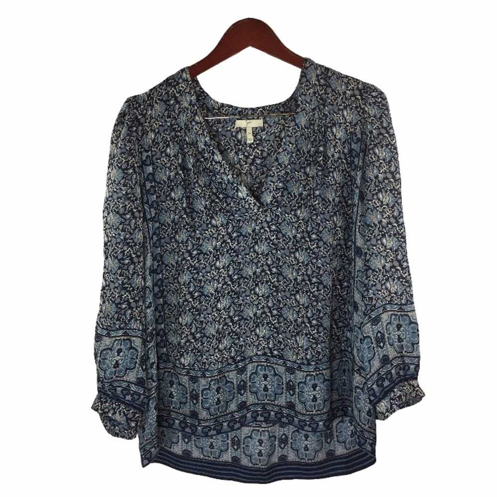 Joie Frazier Blue Silk Blouse Size M - image 3