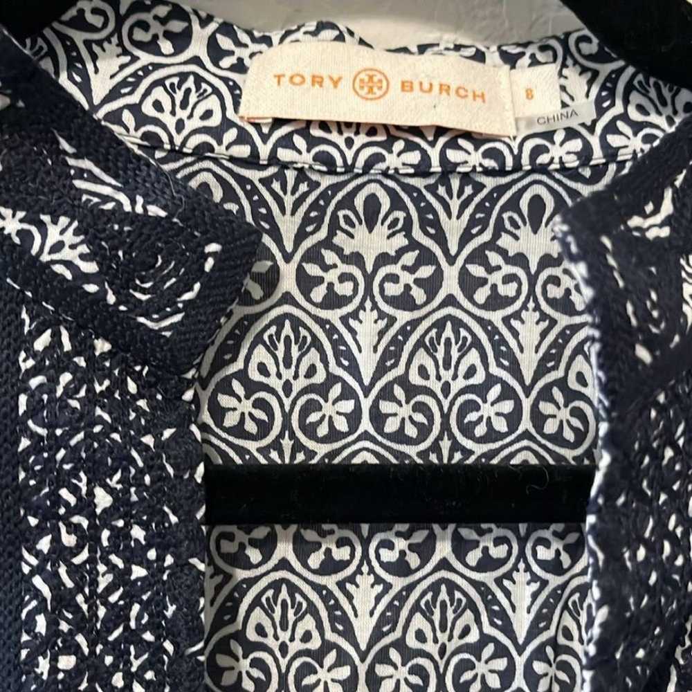 TORY BURCH Navy Patterned Embroidered Long Sleeve… - image 3