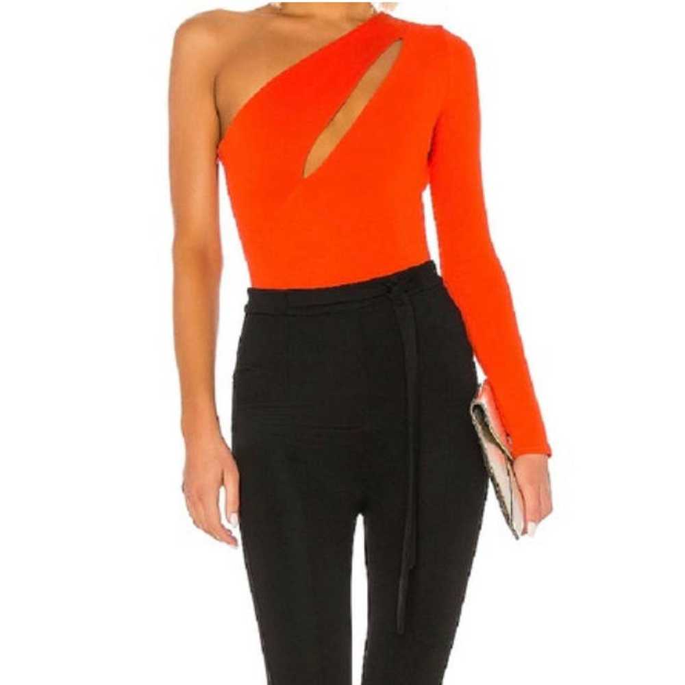 NBD Aaliyah orange one sleeve cut out bodysuit - image 1
