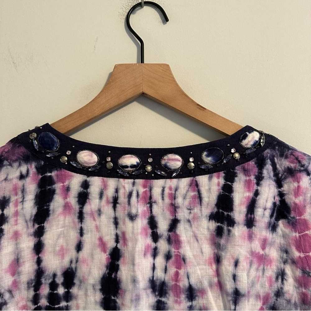 Lafayette 148 Purple Blue Tie Dye Embellished Lin… - image 8