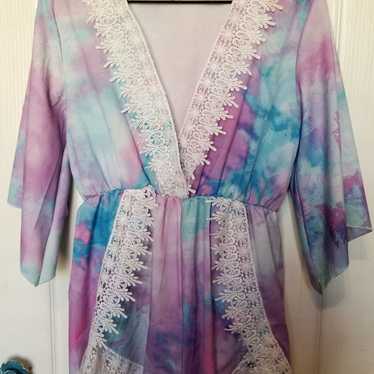 Blue, Pink and Purple Water Color Romper
