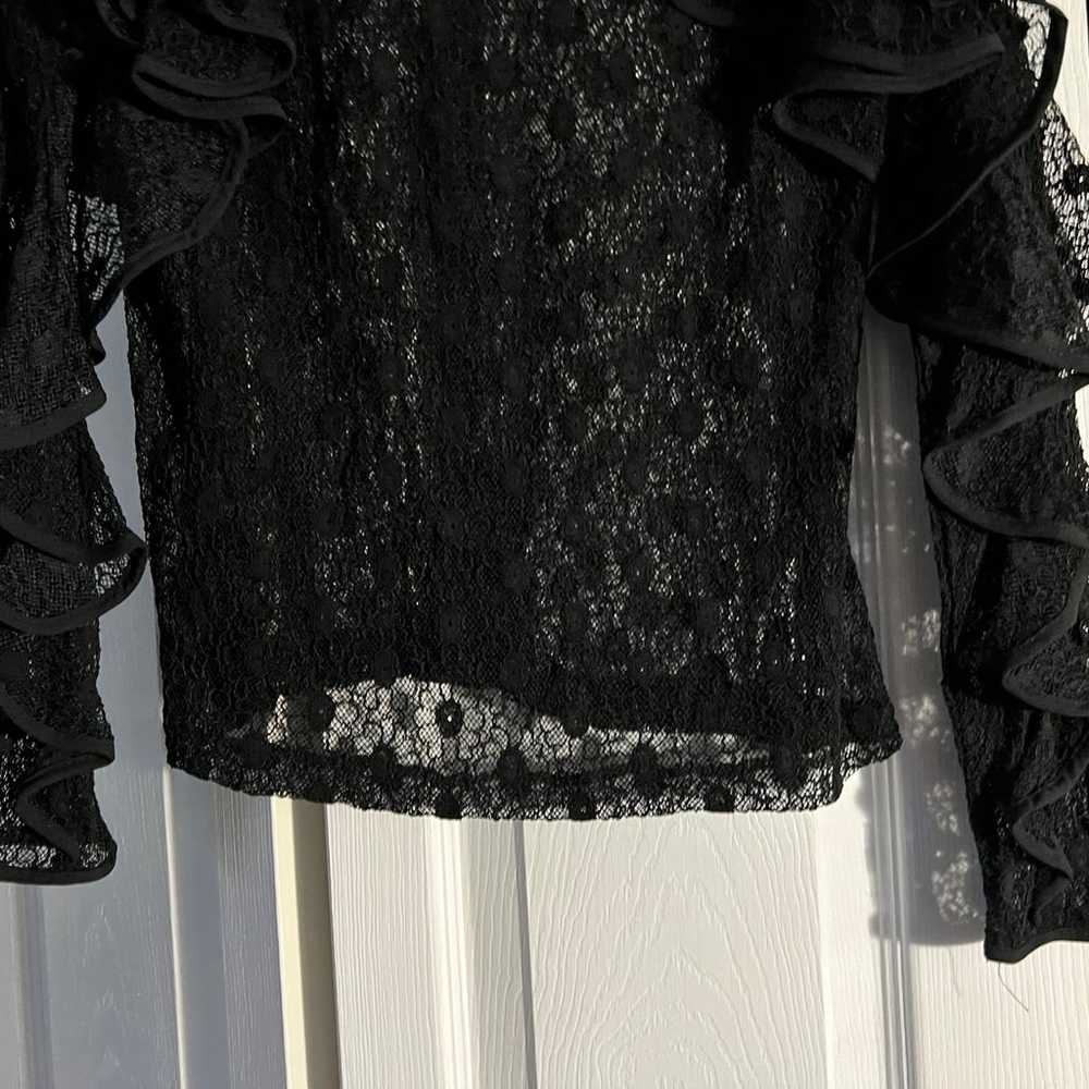 Gracia Black Lace Ruffle Blouse (L) - image 2