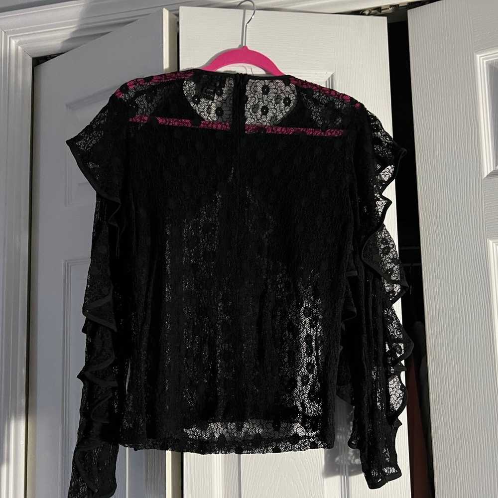 Gracia Black Lace Ruffle Blouse (L) - image 7