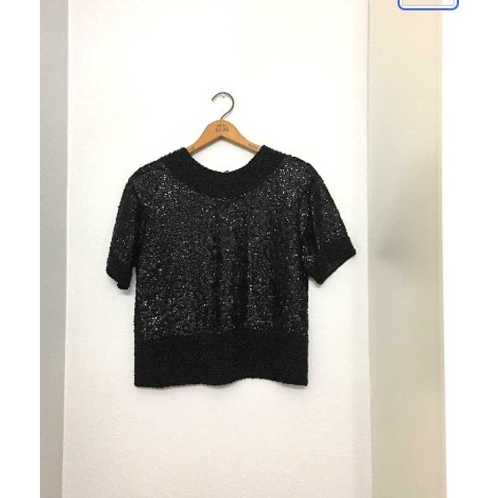 Vintage 60's Black Beaded Sequin Blouse  - 1960's… - image 3