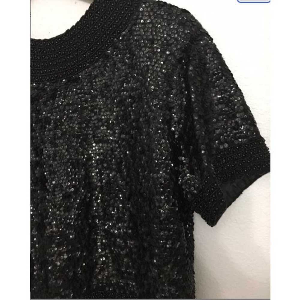 Vintage 60's Black Beaded Sequin Blouse  - 1960's… - image 4