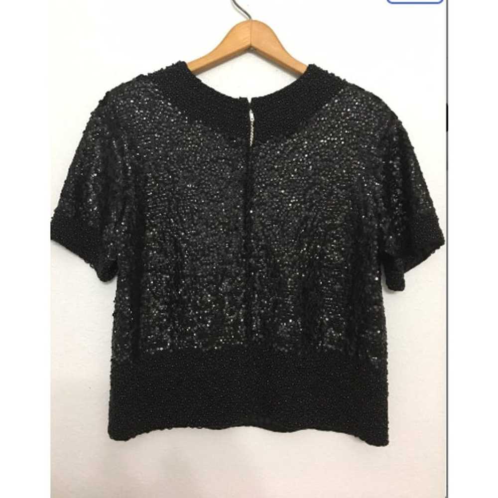 Vintage 60's Black Beaded Sequin Blouse  - 1960's… - image 6