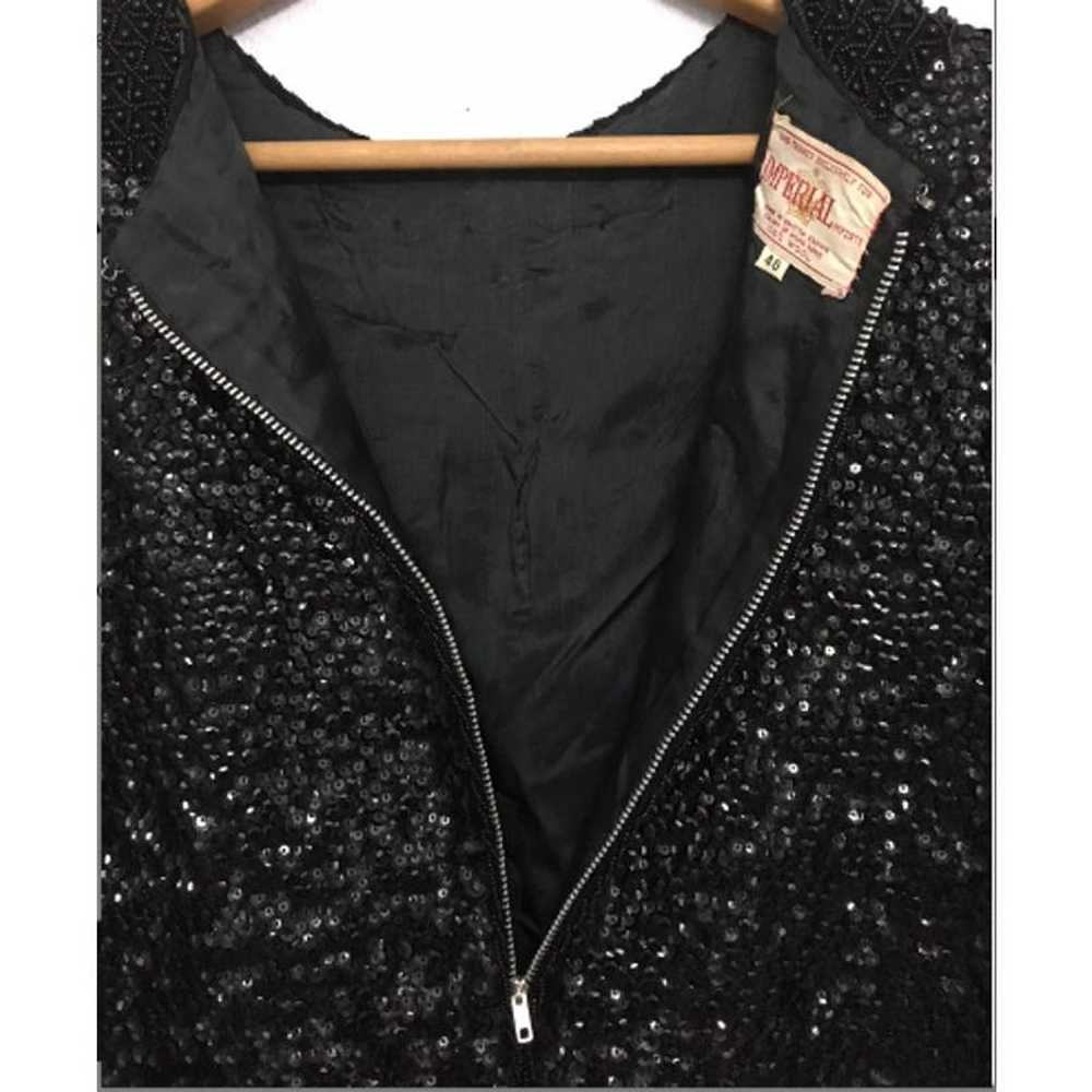 Vintage 60's Black Beaded Sequin Blouse  - 1960's… - image 7