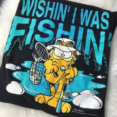 VTG Wishin' I was Fishin' T Shirt USA