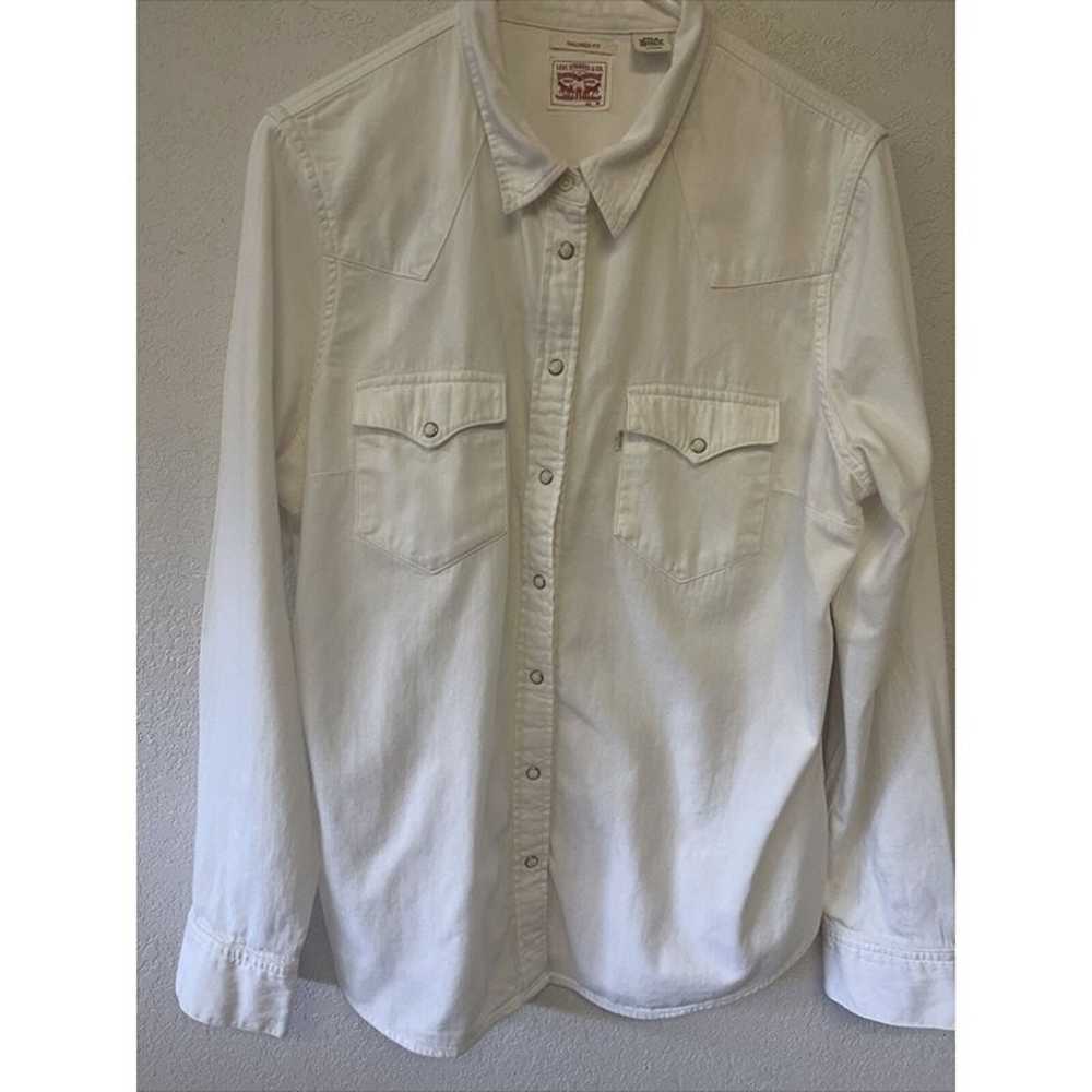 Levi’s Vintage Womens White Denim Western Shirt S… - image 1