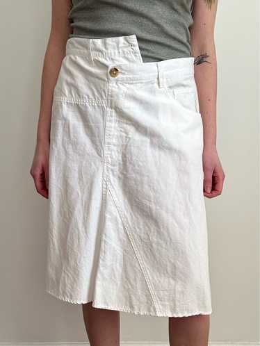 White Cotton Asymmetrical Skirt