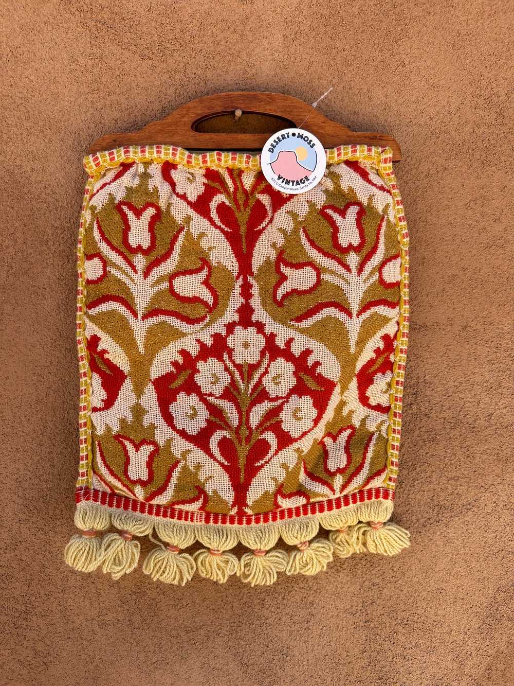 Tapestry Handbag with Wood Handles - image 4