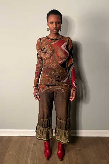 Jean Paul Gaultier Red Multicolored Paisely Print… - image 1
