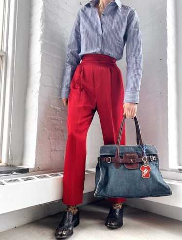 incredible satin rouge trousers - image 1