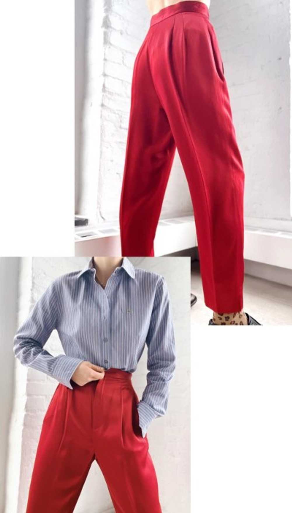 incredible satin rouge trousers - image 2