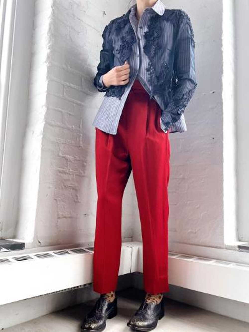 incredible satin rouge trousers - image 3