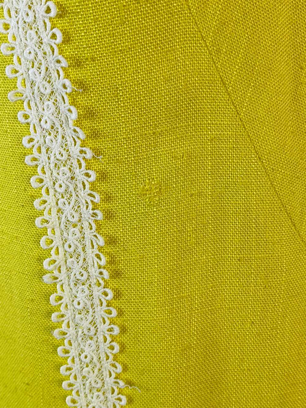 1960s yellow linen daisey dress - image 4