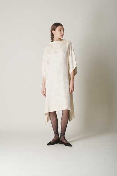 Vintage Ivory Silk Brocade Dress - image 1
