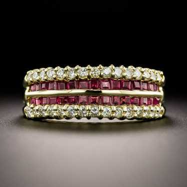 Estate Ruby and Diamond Multi-Row Band Ring