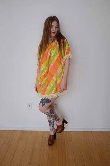 1970s Terry Cloth Dress with Fringe