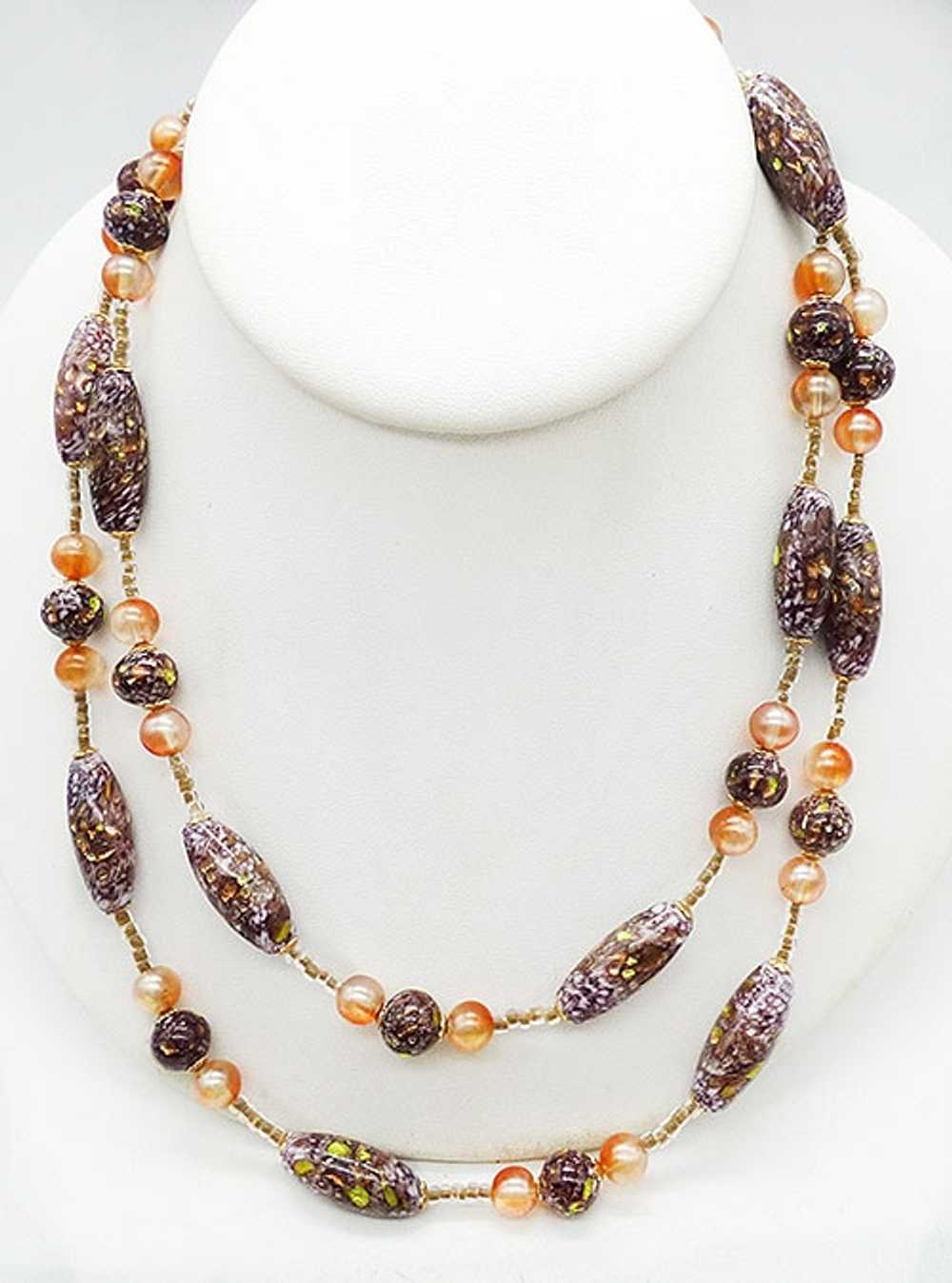 Venetian Gray Speckled Glass Bead Necklace - image 1