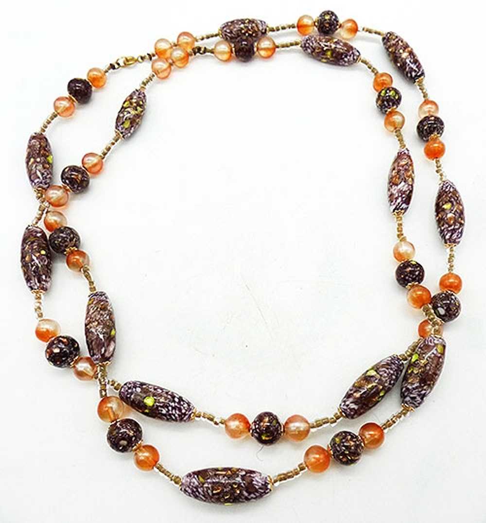 Venetian Gray Speckled Glass Bead Necklace - image 3